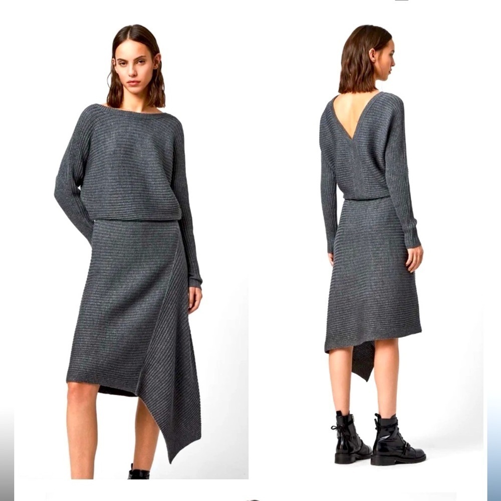 ALL SAINTS Eva Metal Merino Wool Dress Size XS